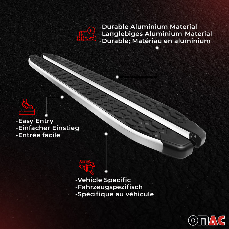 Marchepieds Latéraux Pédale pour Renault Austral 2022-2024 Alu Argenté Noir