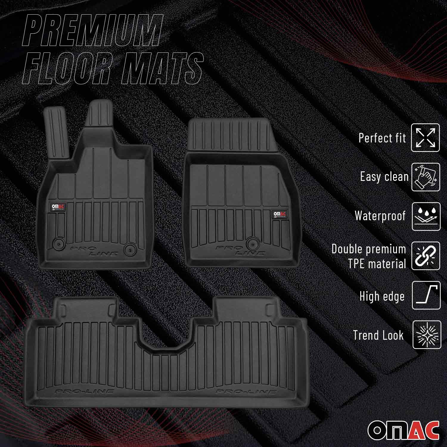 OMAC Tapis de sol en caoutchouc pour Ford Mustang Mach-E 2020-2026 Noir Premium