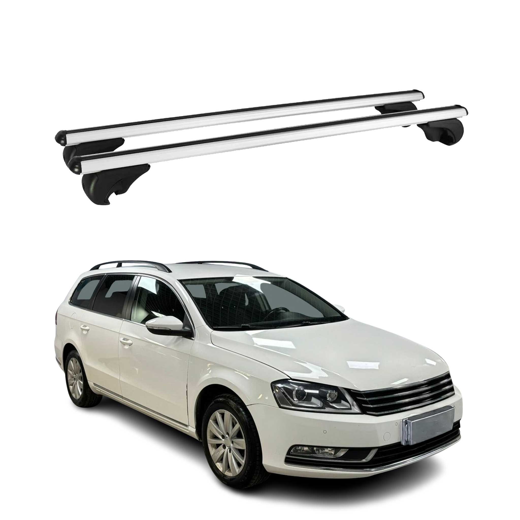 Barres de toit Transversales pour VW Passat B7 Variant 2010-2014 Alu Argent