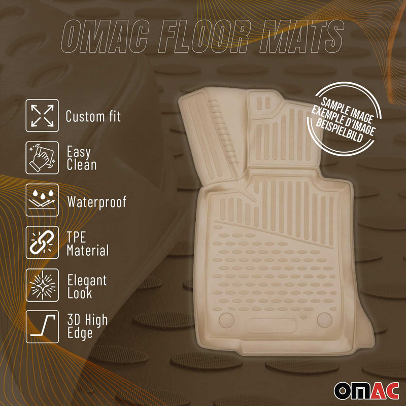 Tapis de sol pour Honda Jazz 2008-2015 en caoutchouc TPE 3D Beige 4Pcs