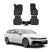 OMAC Tapis de sol pour VW Passat B8 2019-2023 Facelift en caoutchouc Noir 4Pcs