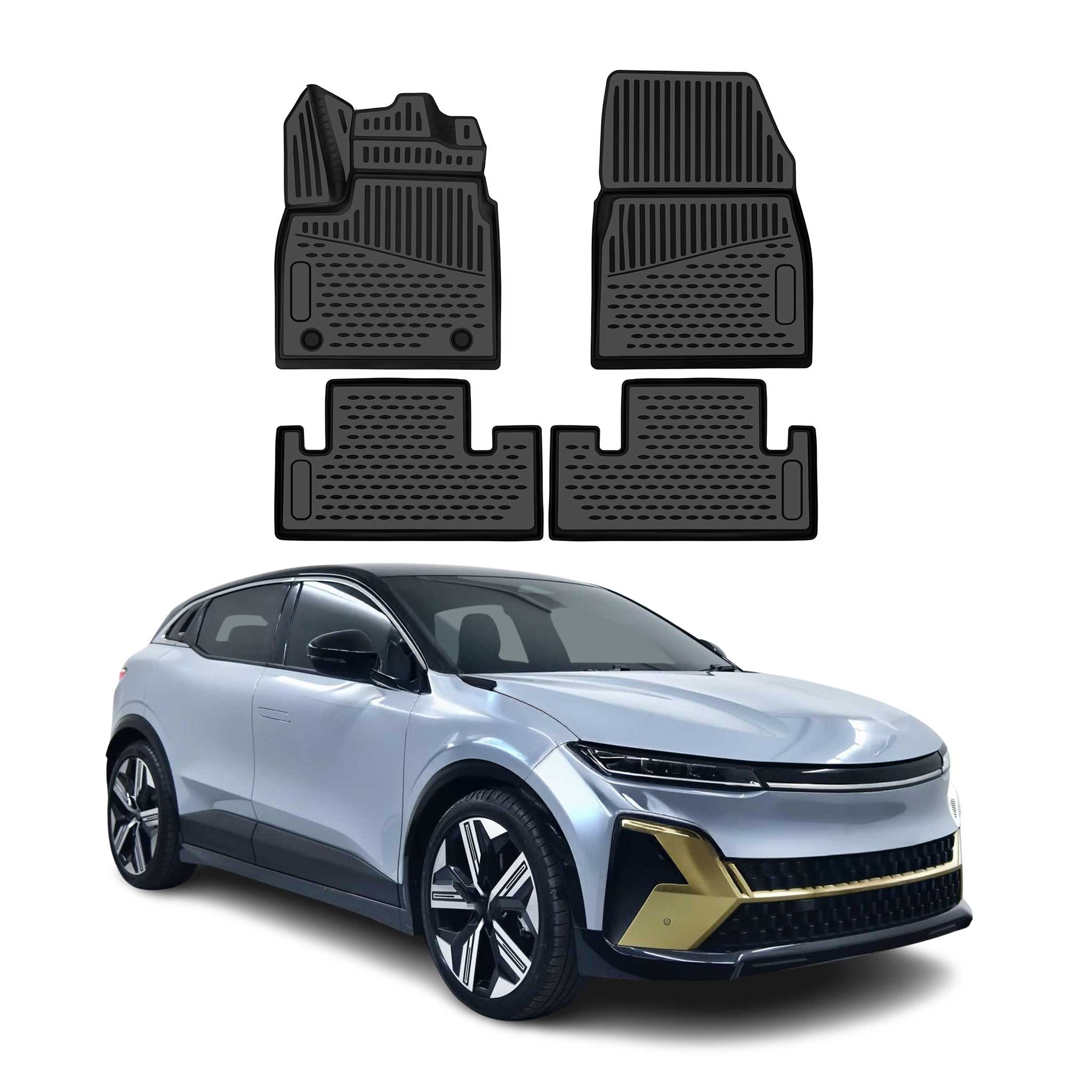 OMAC Tapis de sol pour Renault Megane E-Tech 2022-2026 caoutchouc Noir TPE 4Pcs