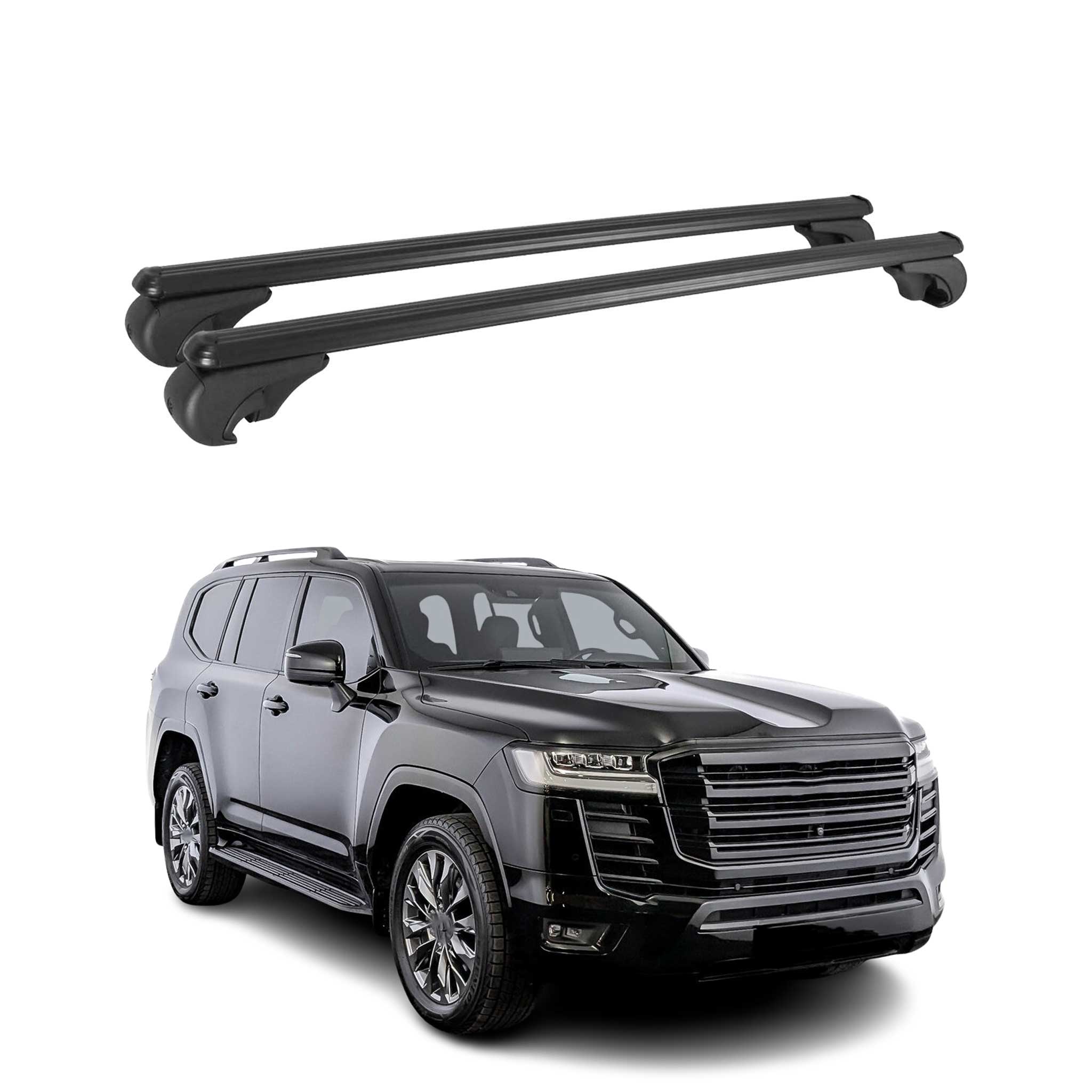 Barres de toit Transversales pour Toyota Land Cruiser 2022-2026 Aluminium Noir