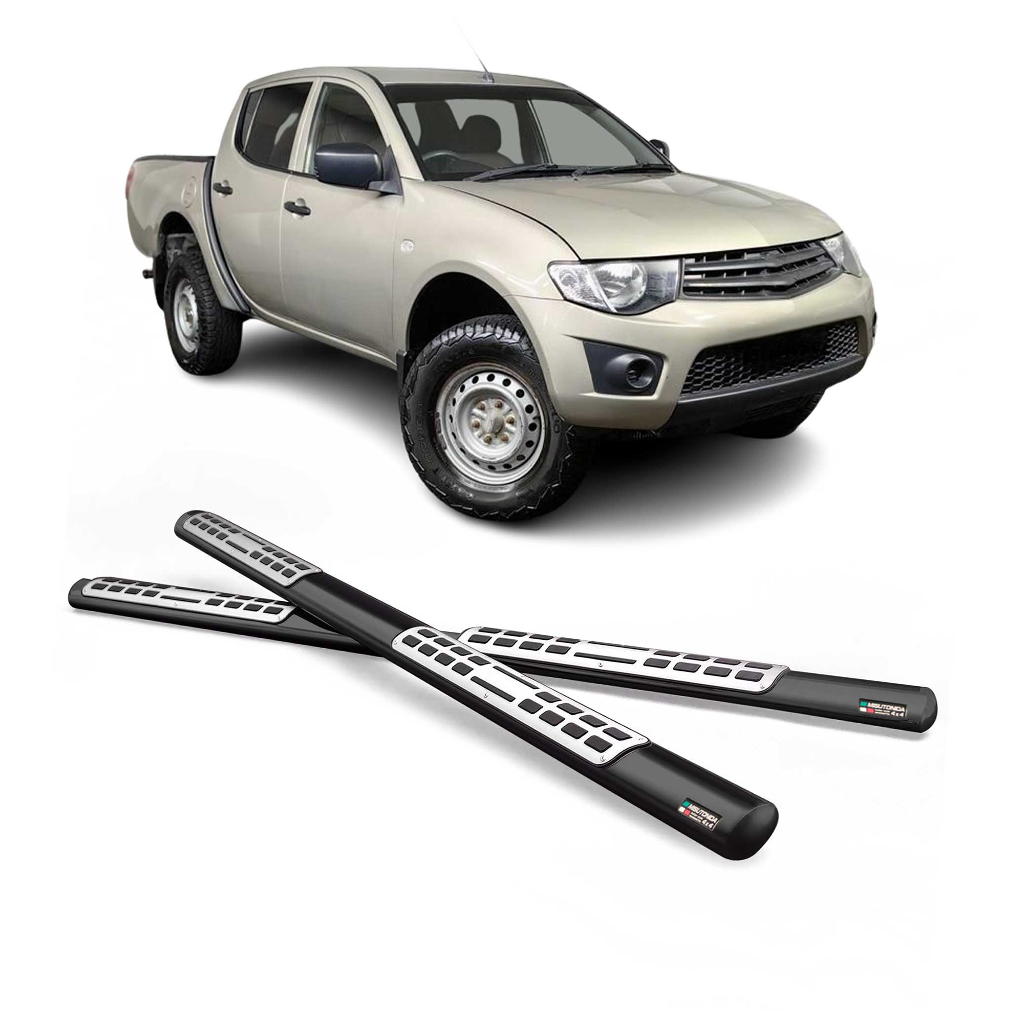 Marchepieds Latéraux pour Mitsubishi L200 Double Cab 2006-2009 Acier Inoxy Noir