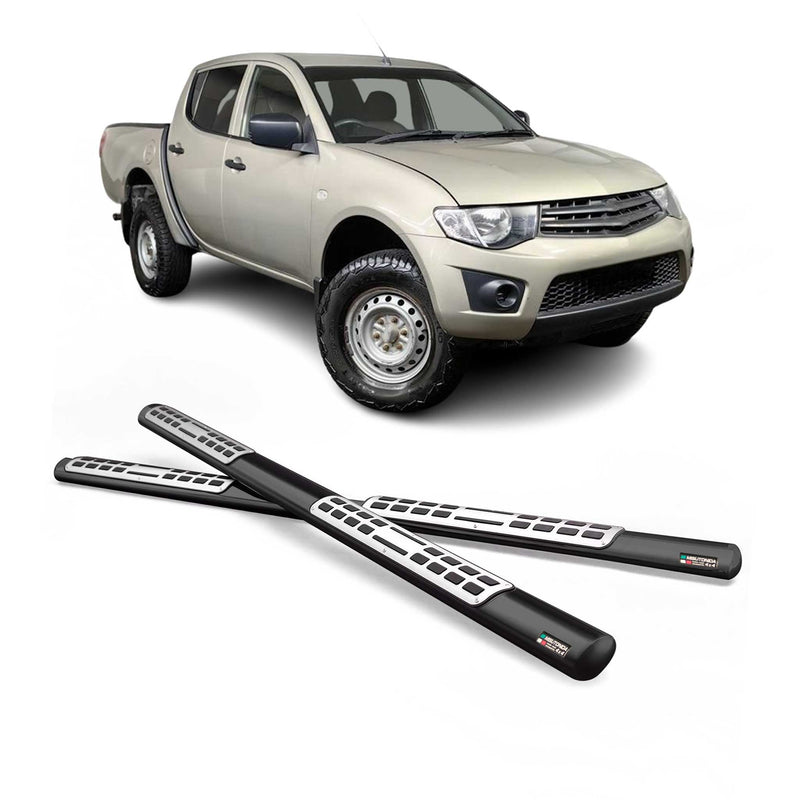 Marchepieds Latéraux pour Mitsubishi L200 Double Cab 2006-2009 Acier Inoxy Noir