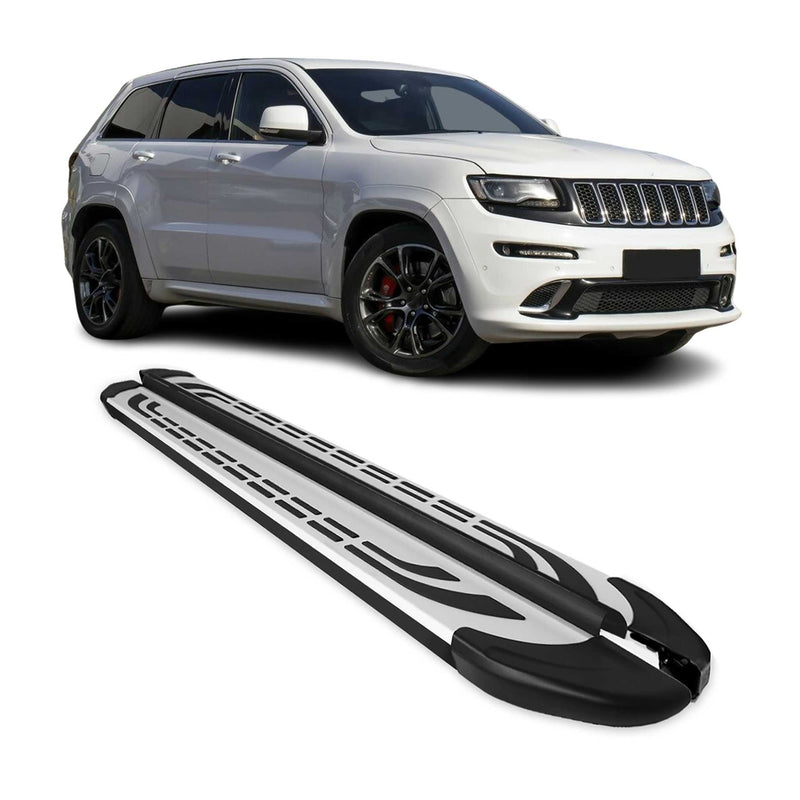 2011-2021 Jeep Grand Cherokee Marchepieds Latéraux Aluminium Gris Noir 2Pcs