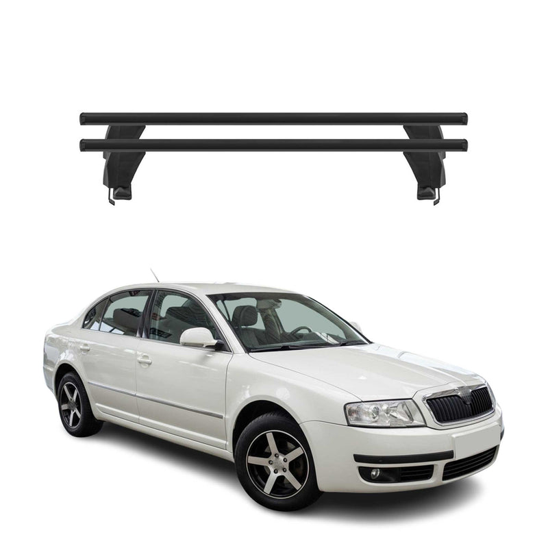 Menabo Barres de toit Transversales pour Skoda Superb 2001-2008 Noir ABE 2x