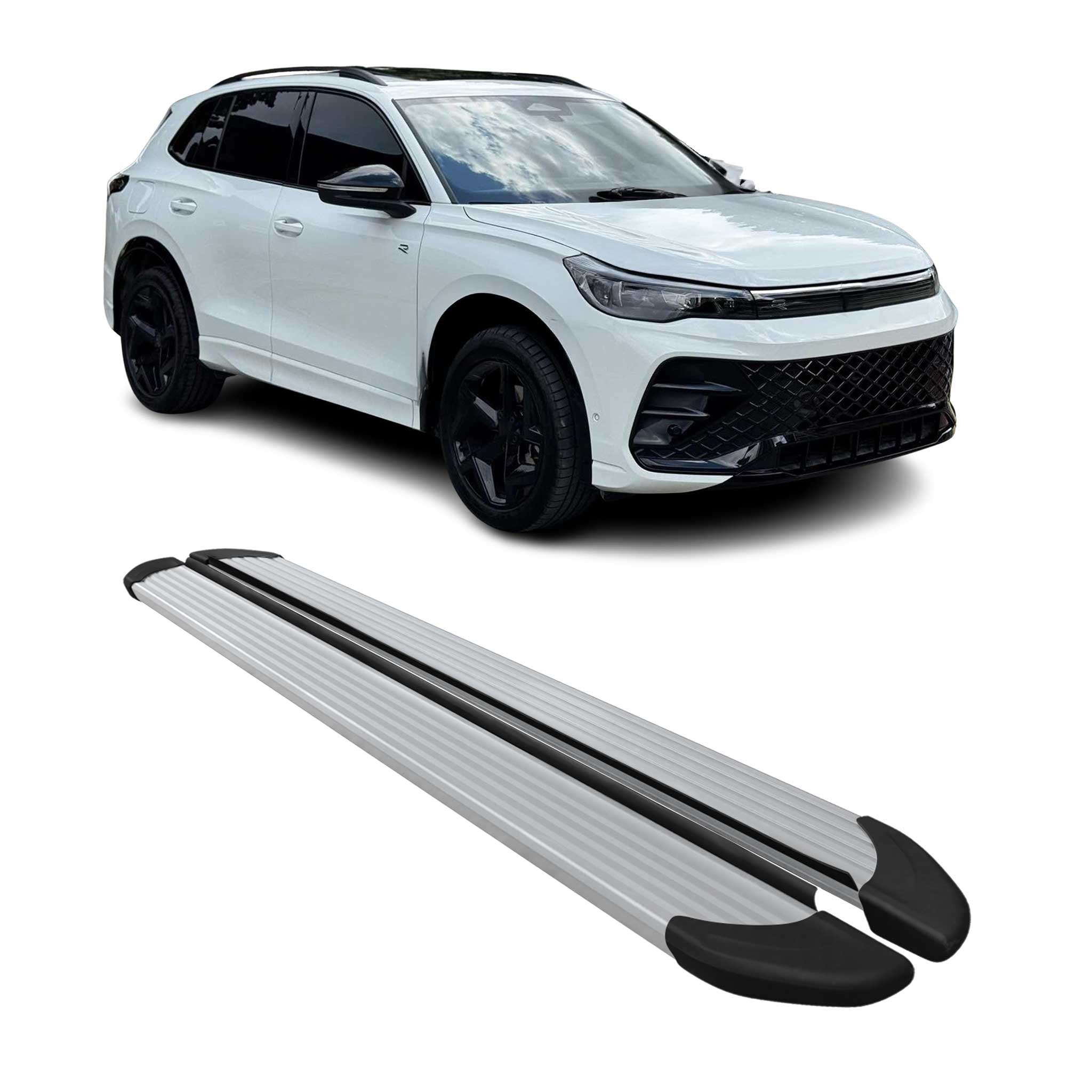 Marchepieds latéraux pédale pour VW Tiguan mk3 2024-2026 Aluminium Gris 2pcs