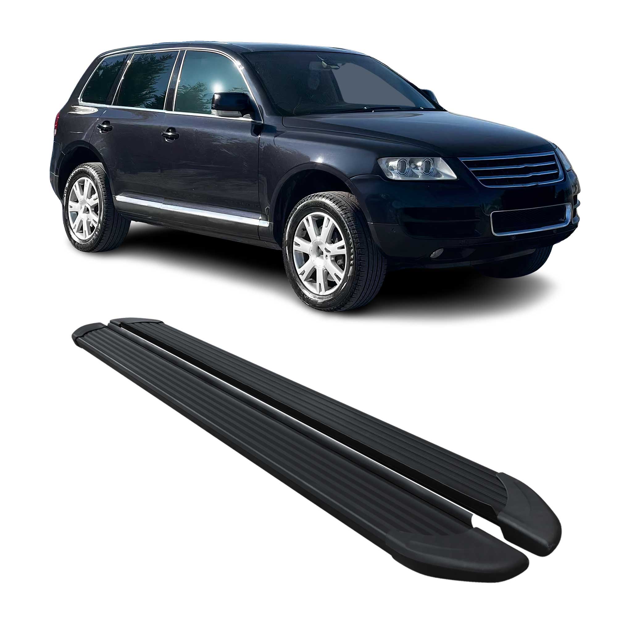 Marchepieds Latéraux pédale pour VW Touareg 2003-2010 Aluminium Noir 2Pcs
