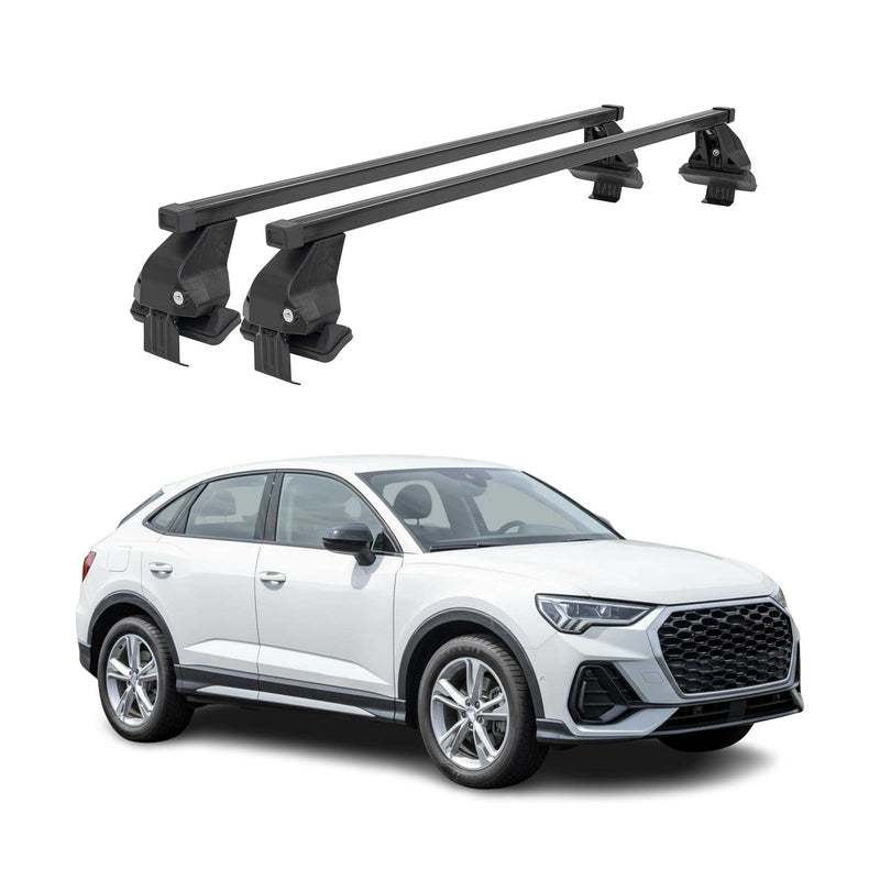 Menabo Barres de toit Transversales pour Audi Q3 F3 Sportback 2019-2025 Noir 2x