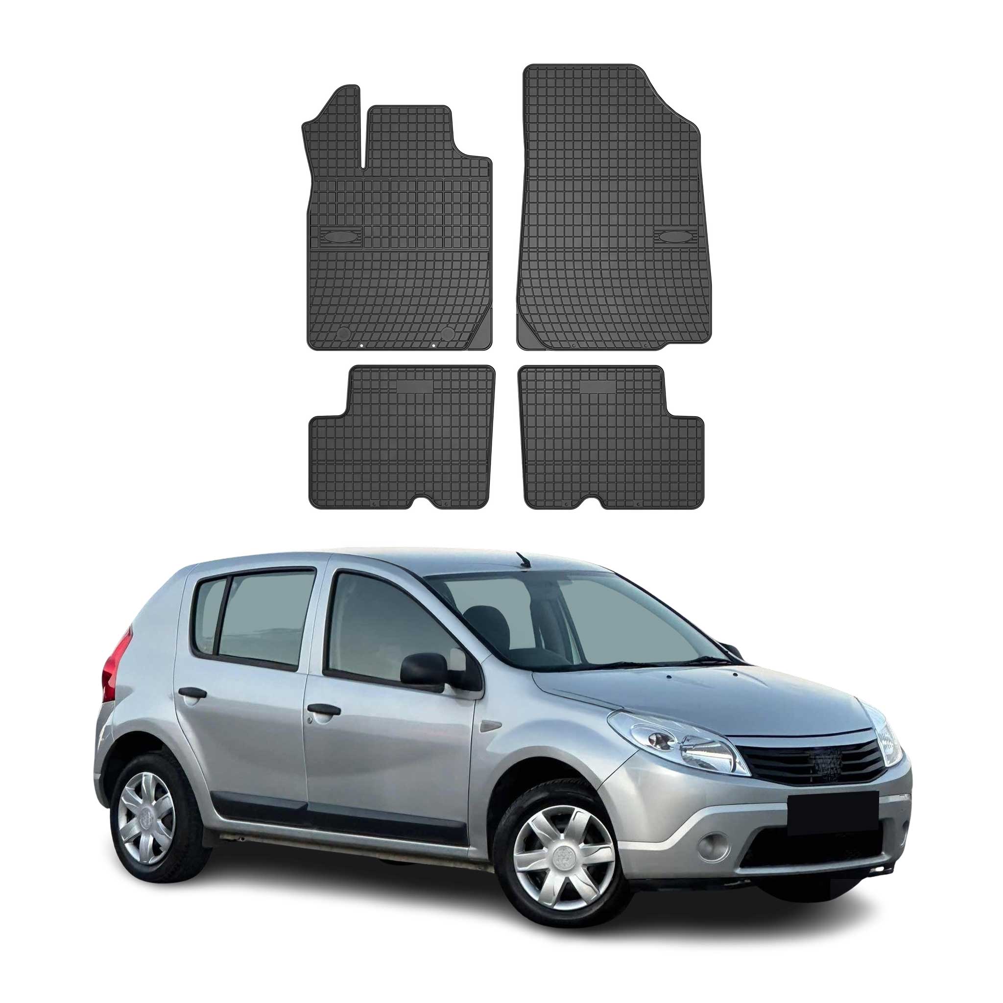OMAC Tapis de sol pour Dacia Sandero I 2008-2012 Noir en caoutchouc