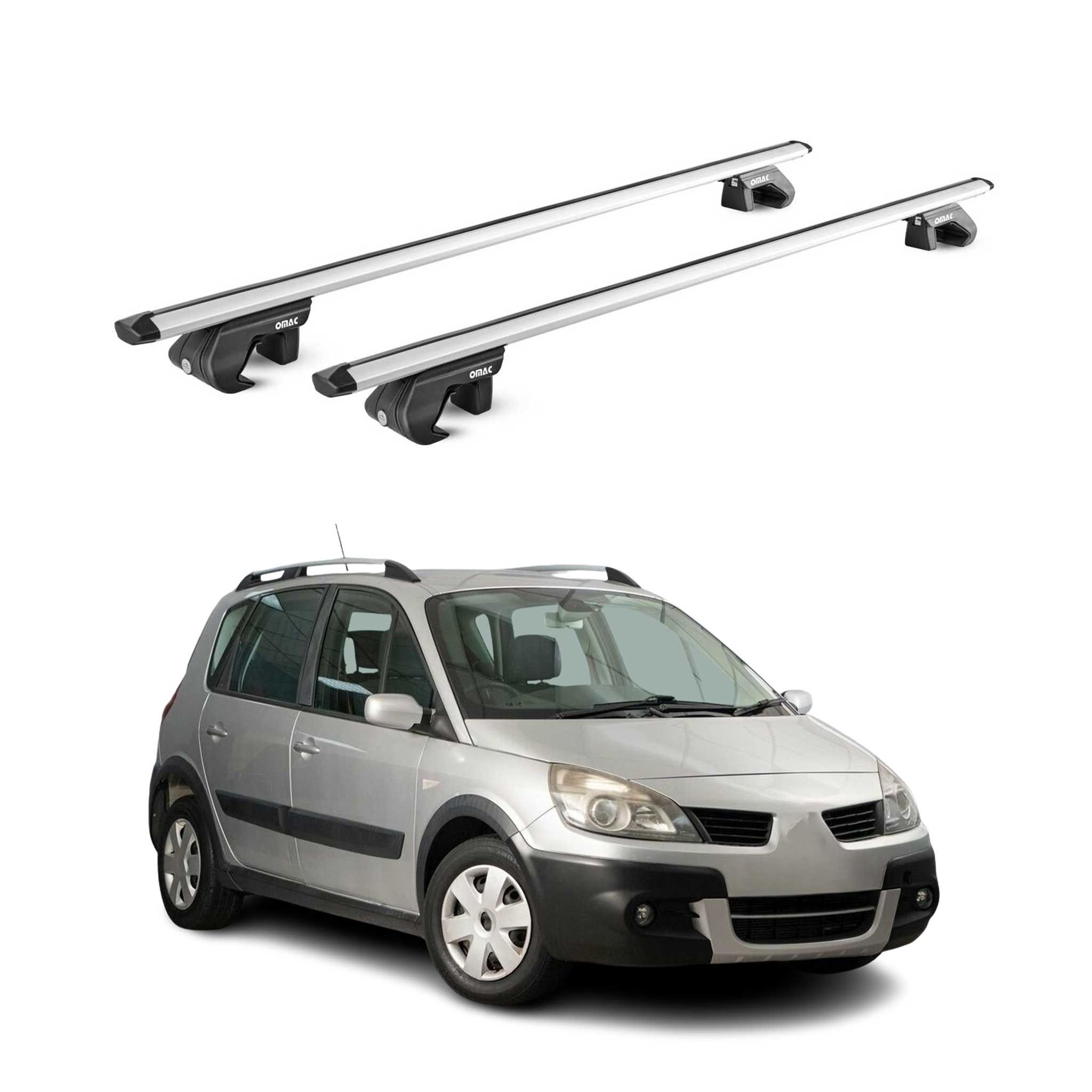 Barres de toit transversales ABE pour Renault Scenic II Conquest 2007-2009 Gris
