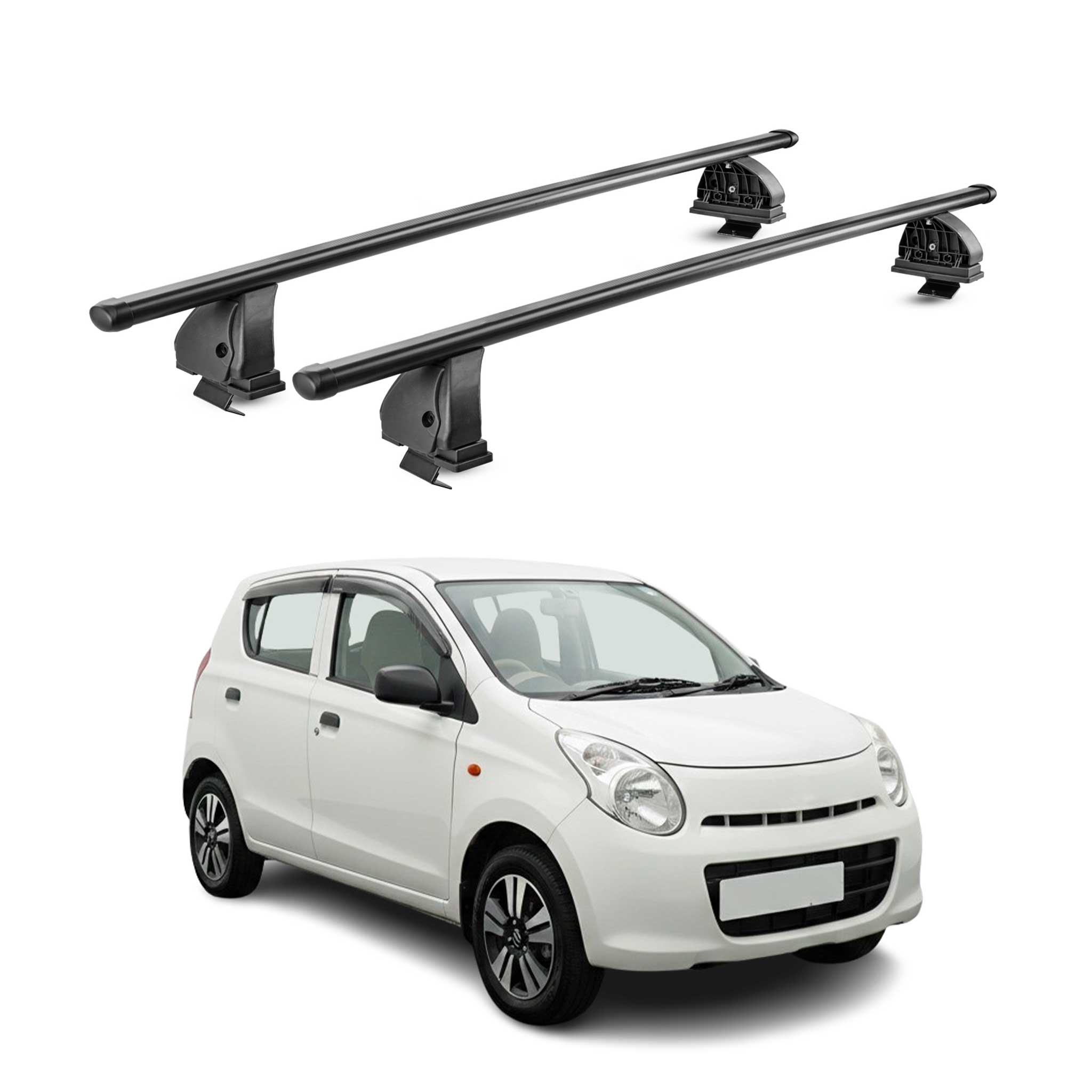 Barres de toit transversales acier pour Suzuki Alto HA25 2009-2014 TÜV Noir 2Pcs