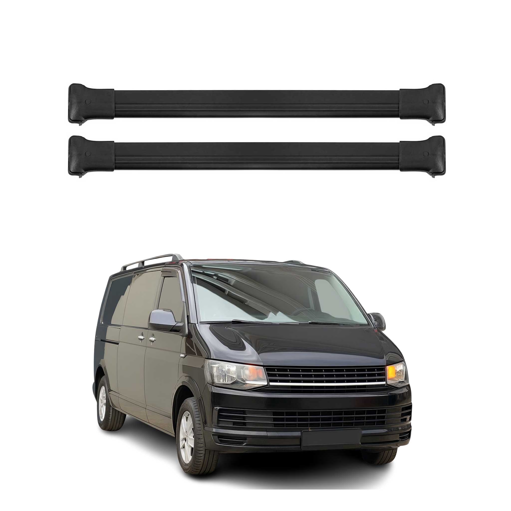 Barres de toit transversales pour VW T6 Transporter 2015-2021 Alu Noir 3Pcs