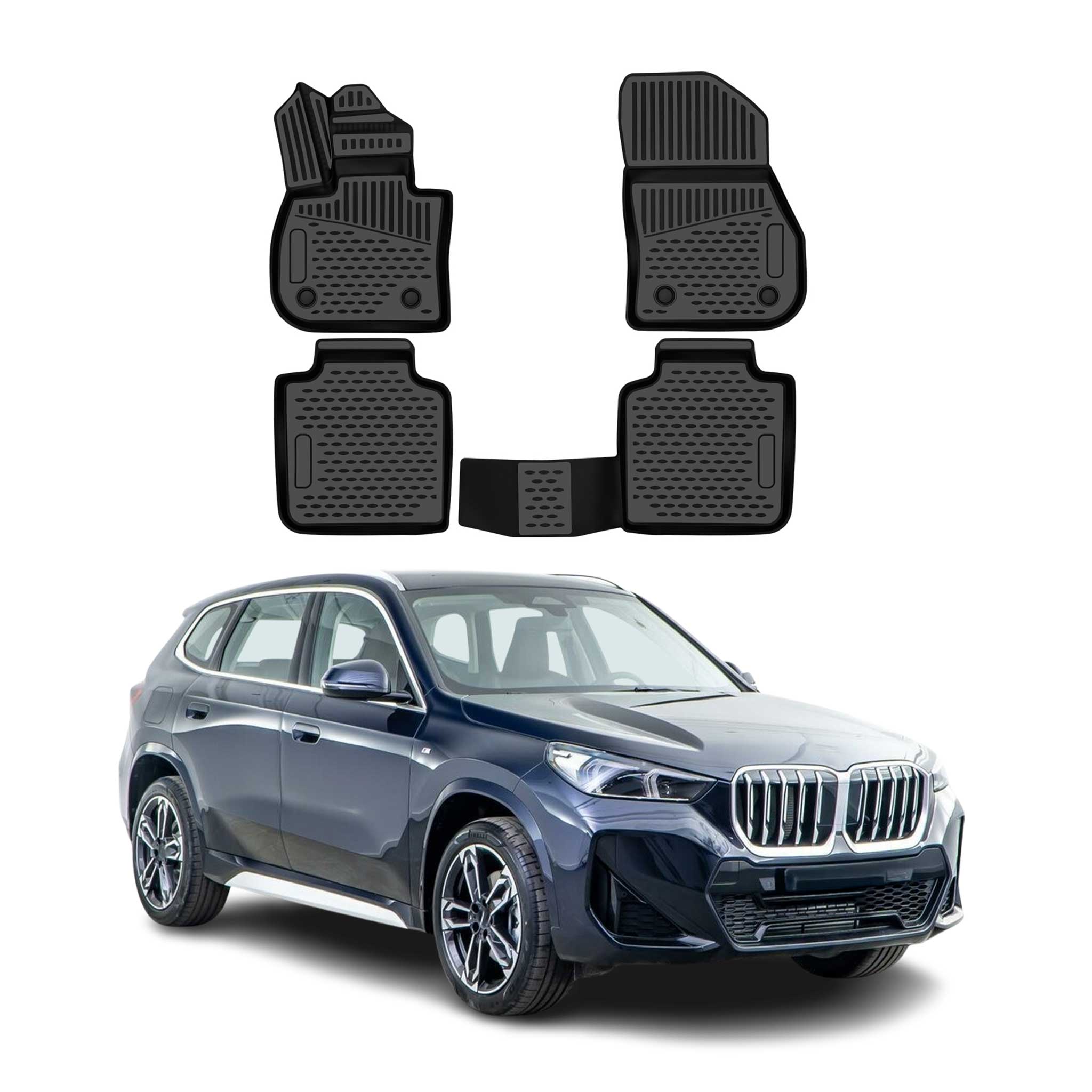 OMAC Tapis de sol pour BMW X1 U11 2022-2026 en caoutchouc TPE Noir 4Pcs