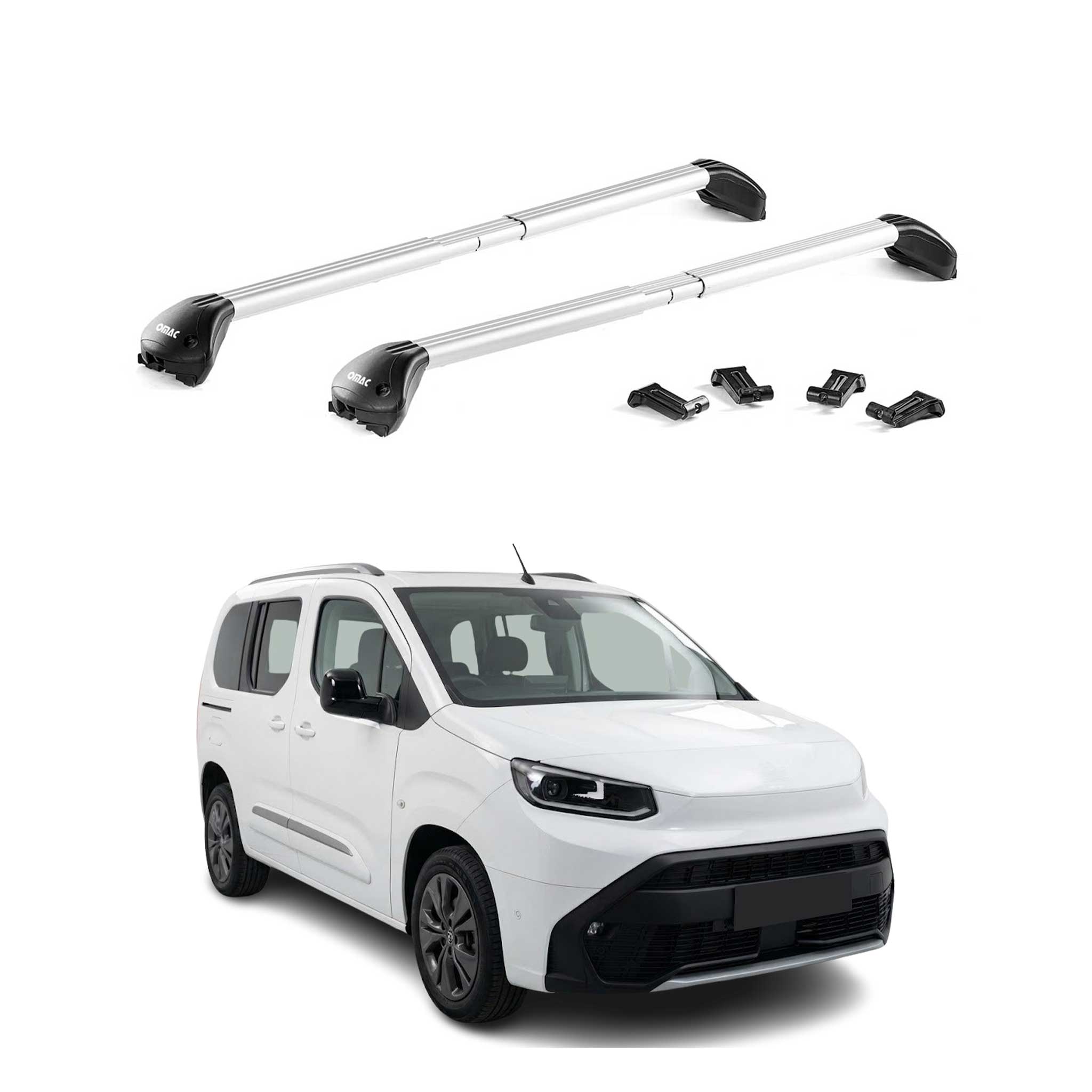 Barres de toit pour Toyota Proace City Verso 2023-2026 Facelift Alu Gris 2x ABE