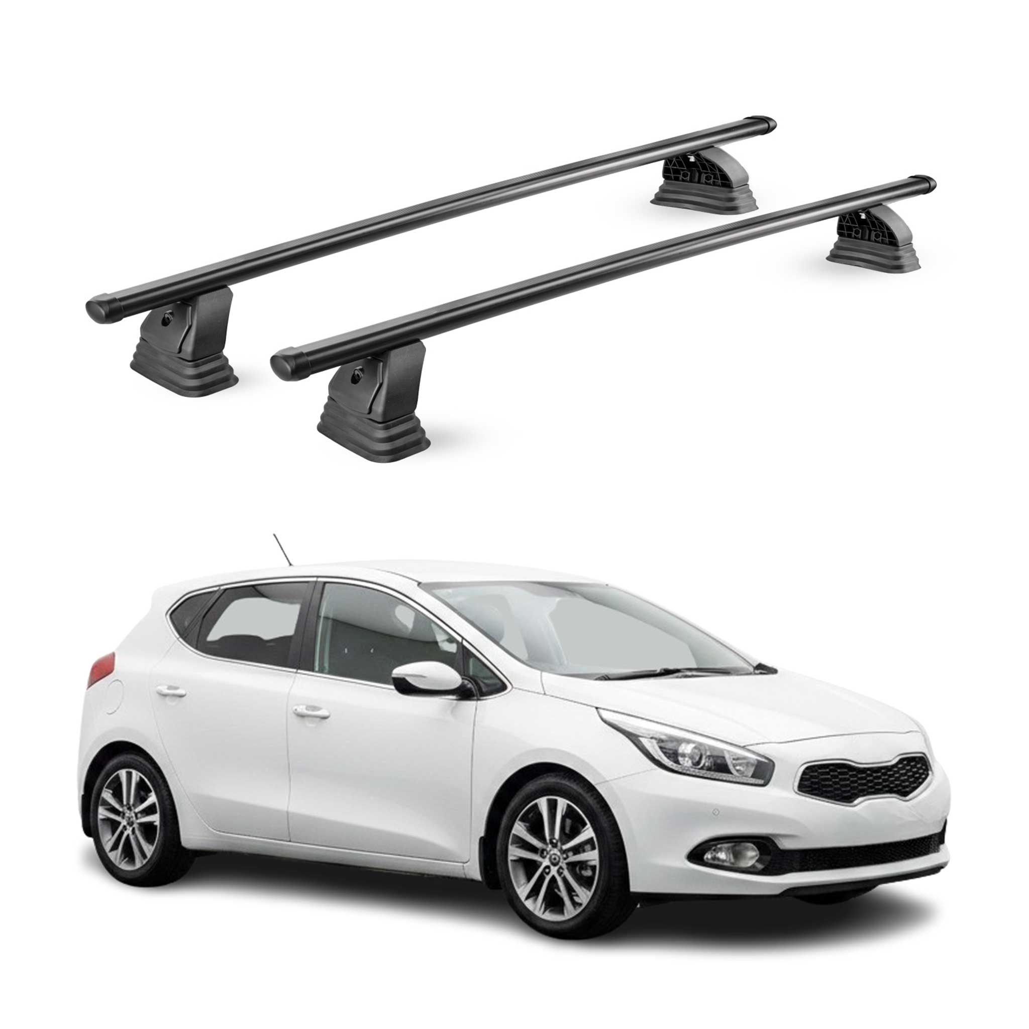 Barres de toit transversales acier pour Kia Cee'd II 2012-2018 TÜV 75 kg Noir 2x