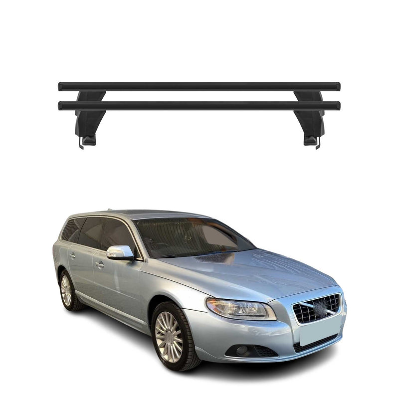Menabo Barres de toit Transversales pour Volvo V70 2007-2016 Alu Noir ABE 2x