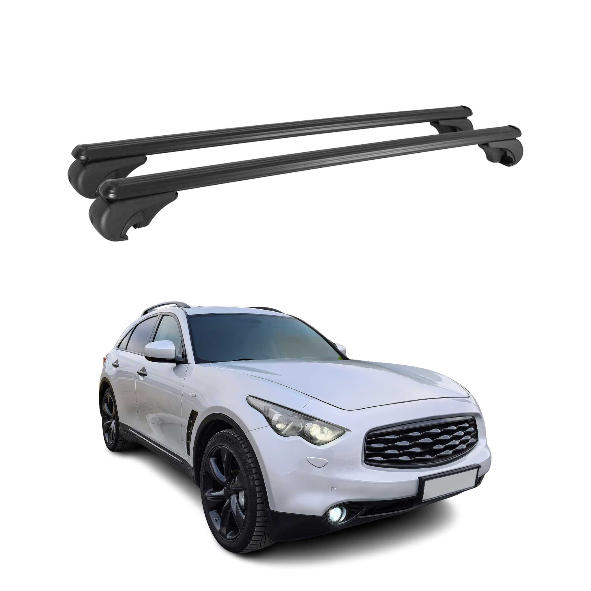 Barres de toit Transversales pour Infiniti FX50 2009-2013 Aluminium Noir