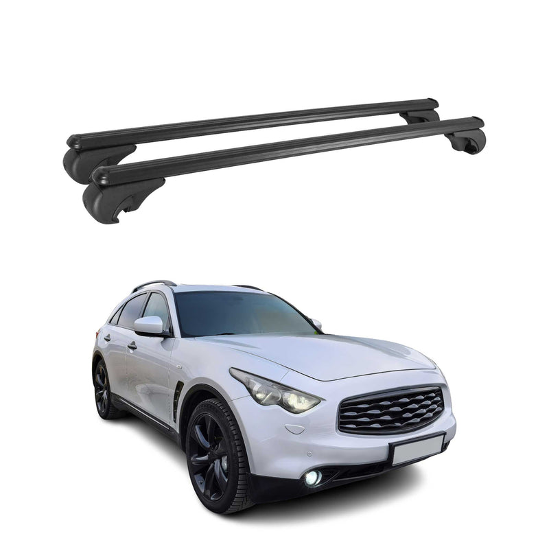 Barres de toit Transversales pour Infiniti FX50 2009-2013 Aluminium Noir
