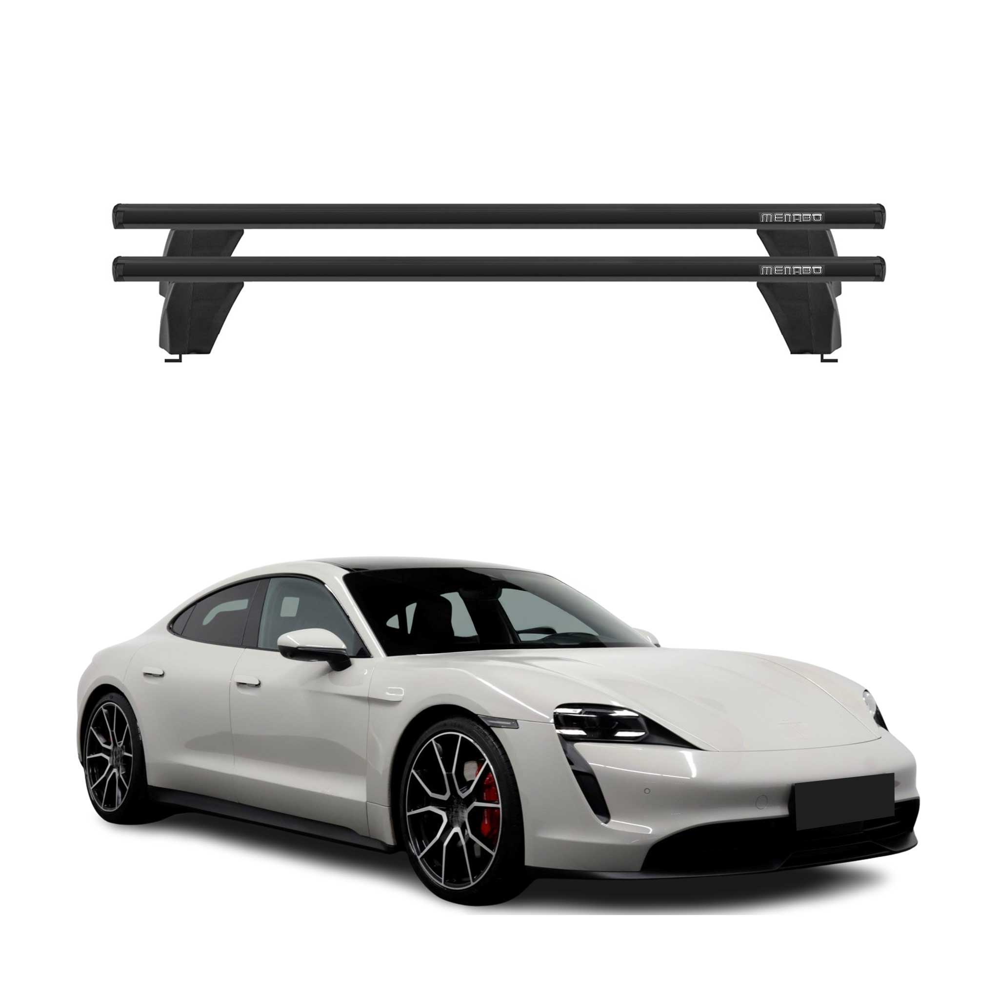 Menabo Barres De Toit Transversales pour Porsche Taycan 2019-2026 Noir Alu