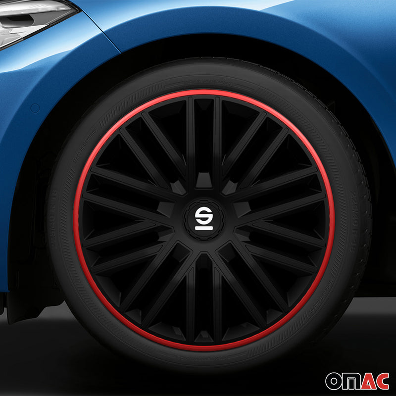 SPARCO Jeu Enjoliveurs de Roues 16 Pouces Rouge & Noir 4Pcs