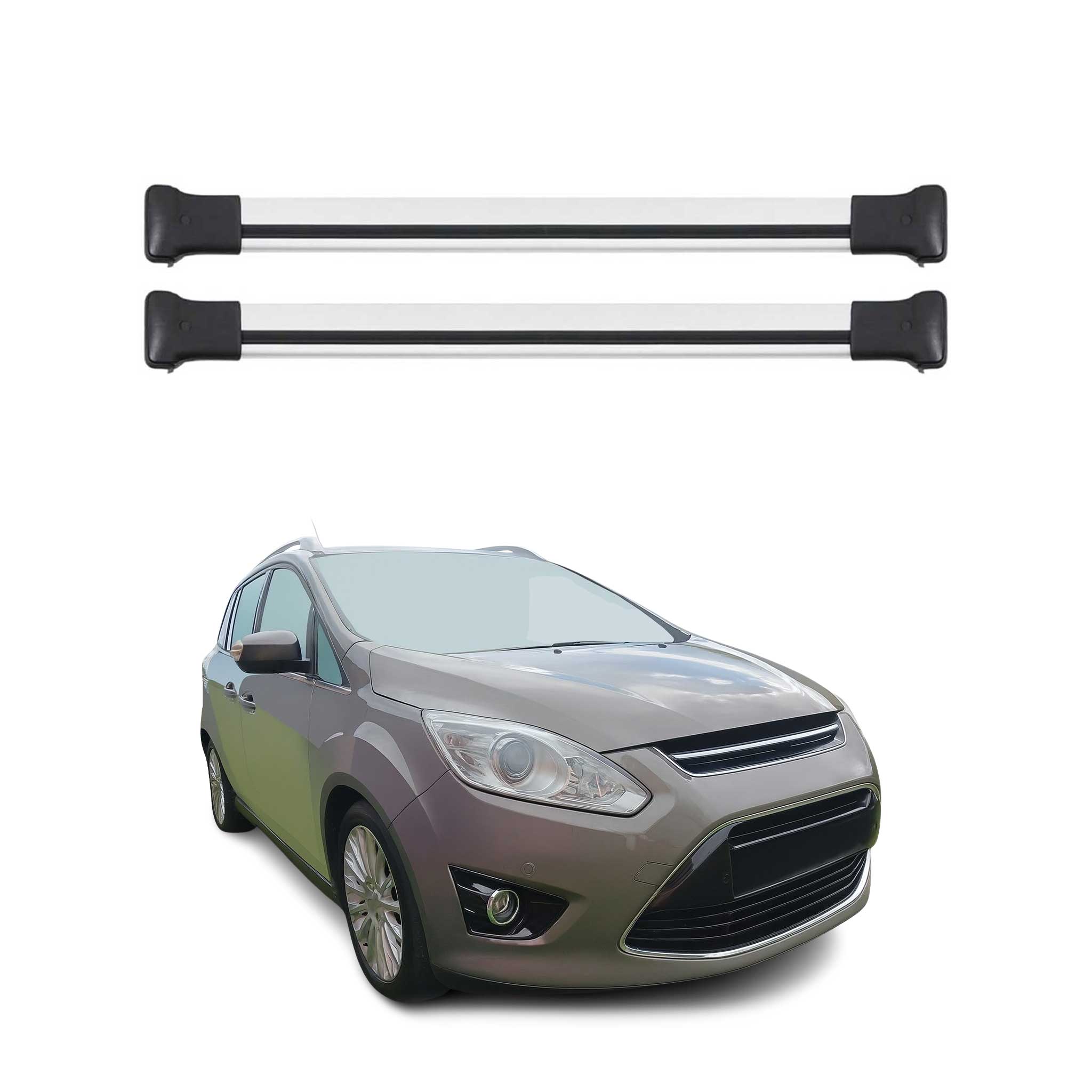 Barres de toit transversales pour Ford Grand C-Max 2010-2019 Aluminium Gris 2Pcs