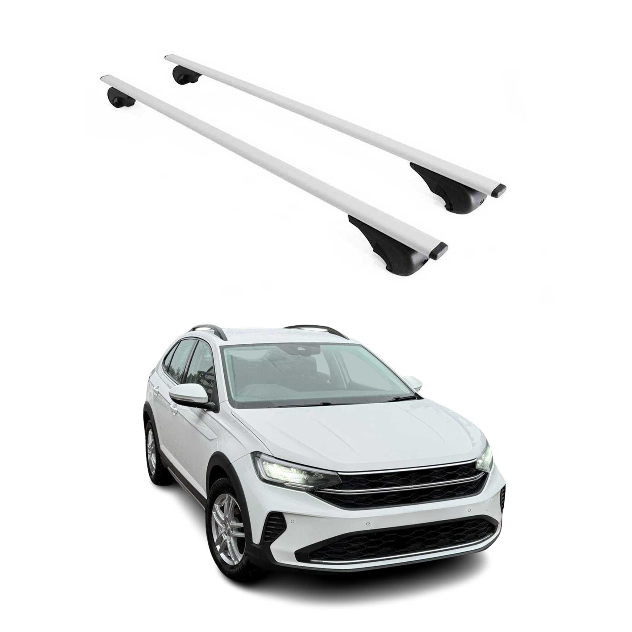 Barres de toit Transversales pour VW Taigo 2021-2026 Fer Argent
