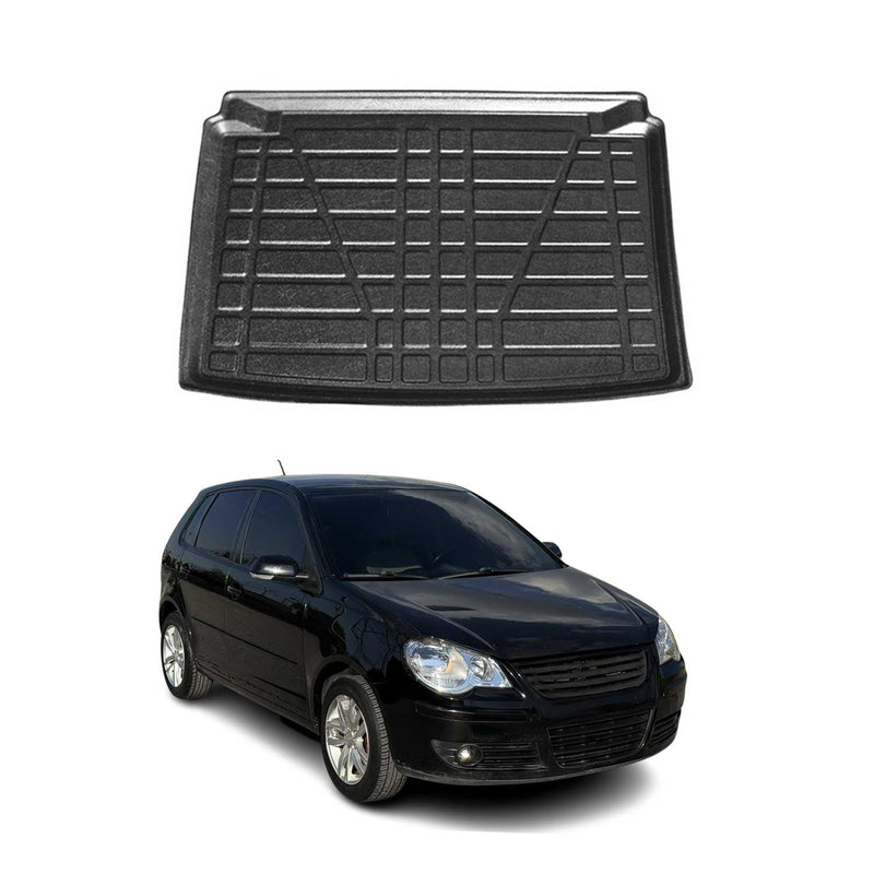 Tapis de Coffre pour VW Polo IV 2005-2009 Berline HB Break en TPE Noir