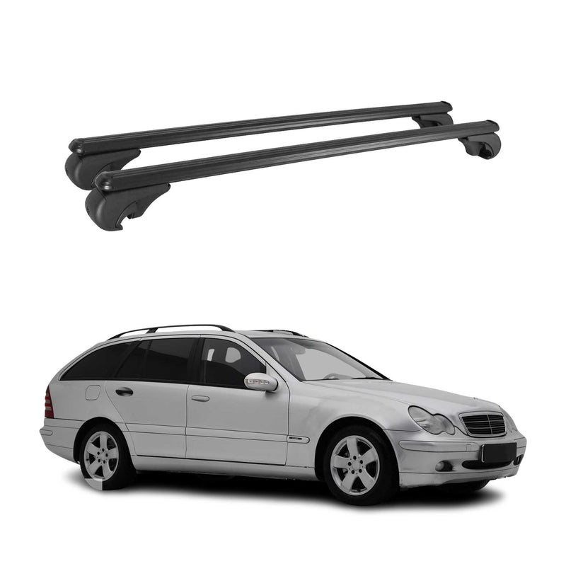 Barres de toit Transversales pour Mercedes Classe C S203 2000-2007 Alu Noir