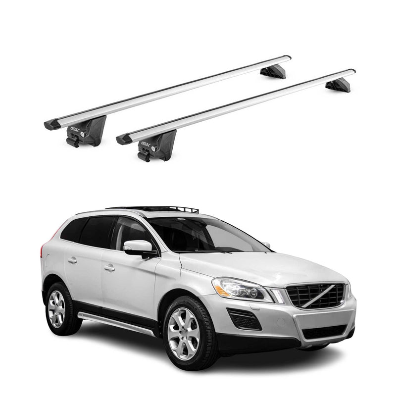 Barres de toit transversales pour Volvo XC60 2008-2025 Alu Gris Argenté 2Pcs ABE