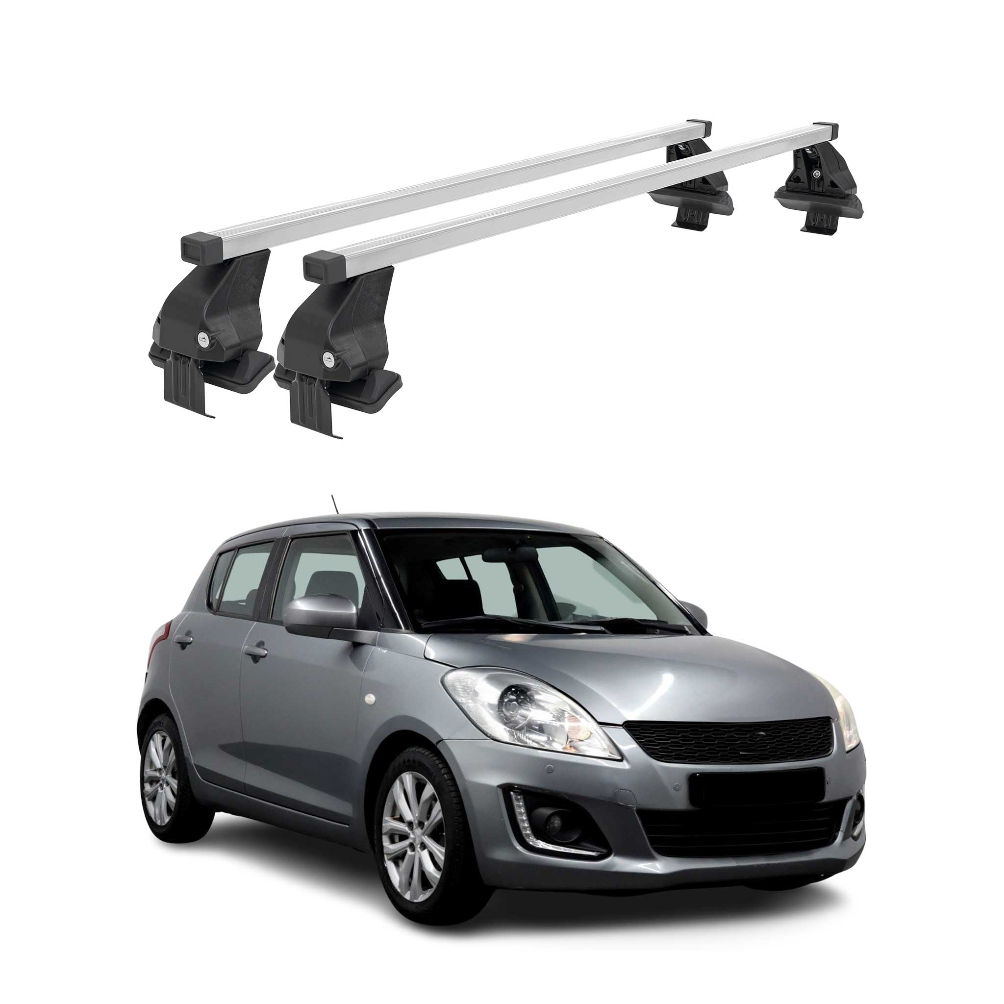 Barres de toit transversales pour Suzuki Swift V 2013-2017 Acier Gris