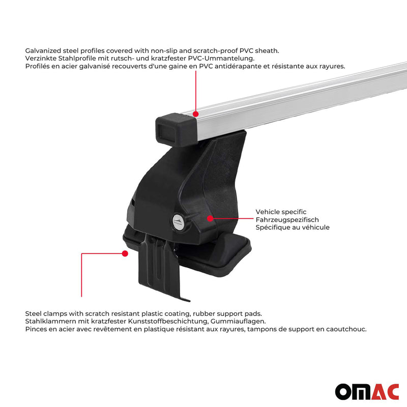 Barres de toit transversales pour Skoda Citigo 2012-2020 Acier Argent