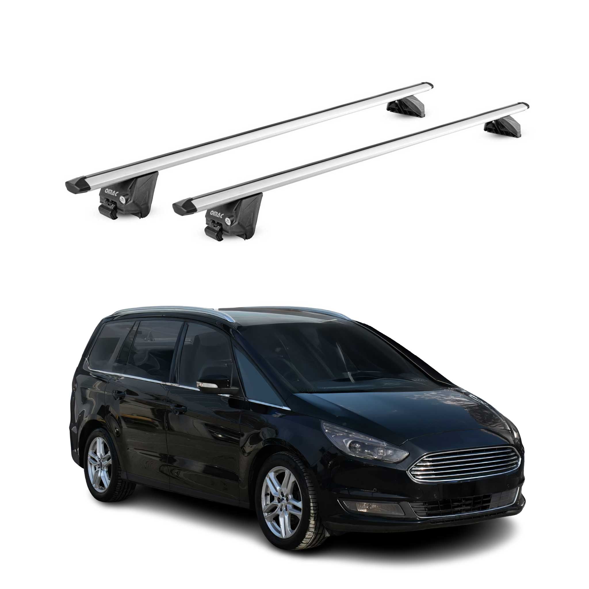 Barres de toit transversales pour Ford Galaxy III 2015-2023 Alu Gris 2Pcs ABE