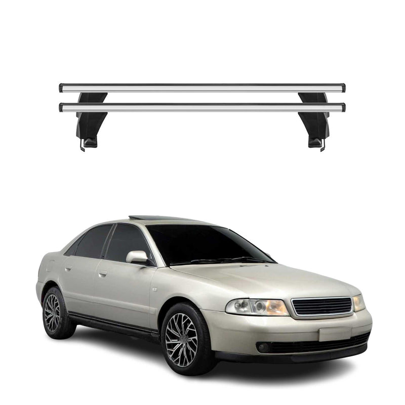 Menabo Barres de toit transversales pour Audi A4 B5 Berline 1994-01 Alu Gris 2x