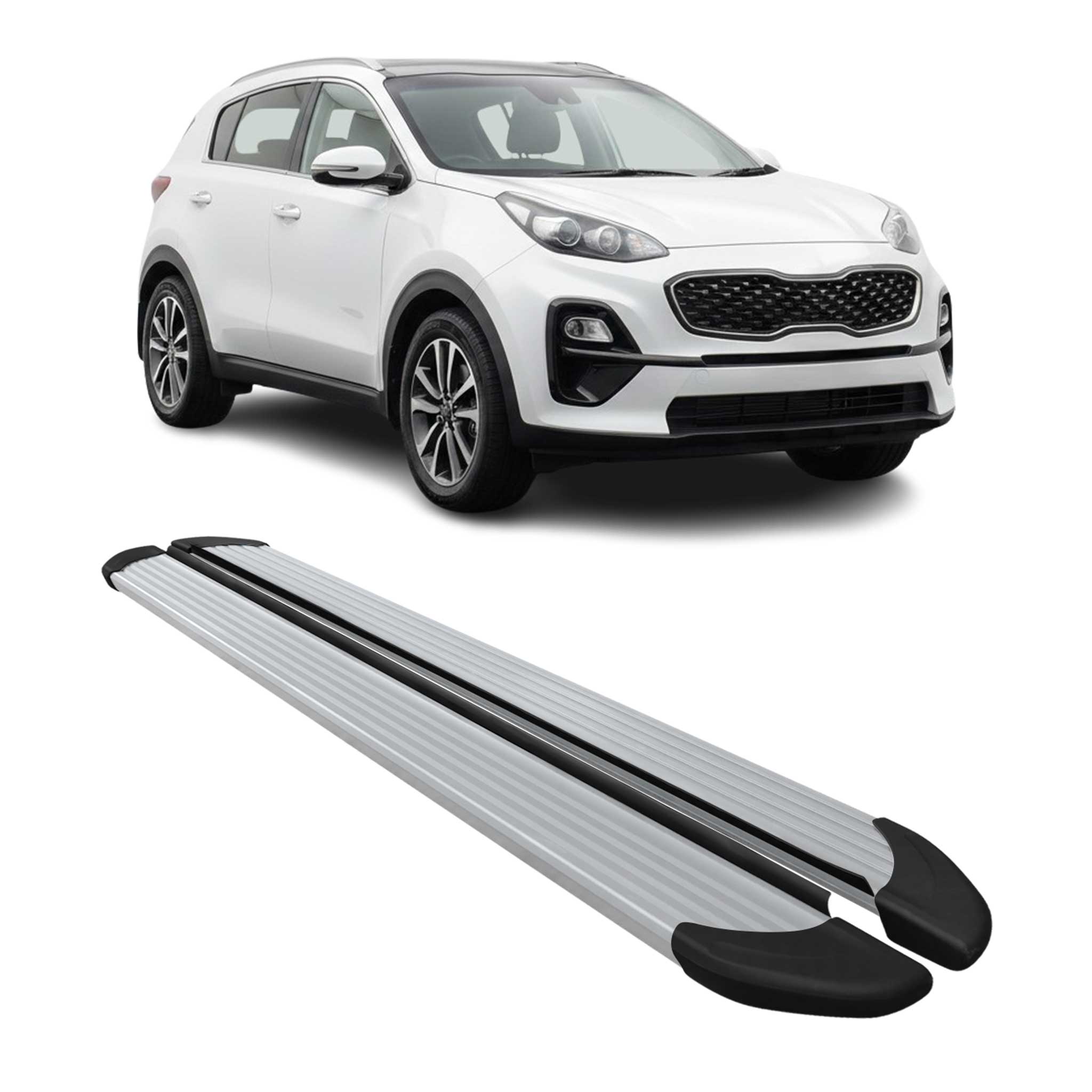 Marchepieds Latéraux pour Kia Sportage 4 2016-2021 Aluminium Argent 2Pcs