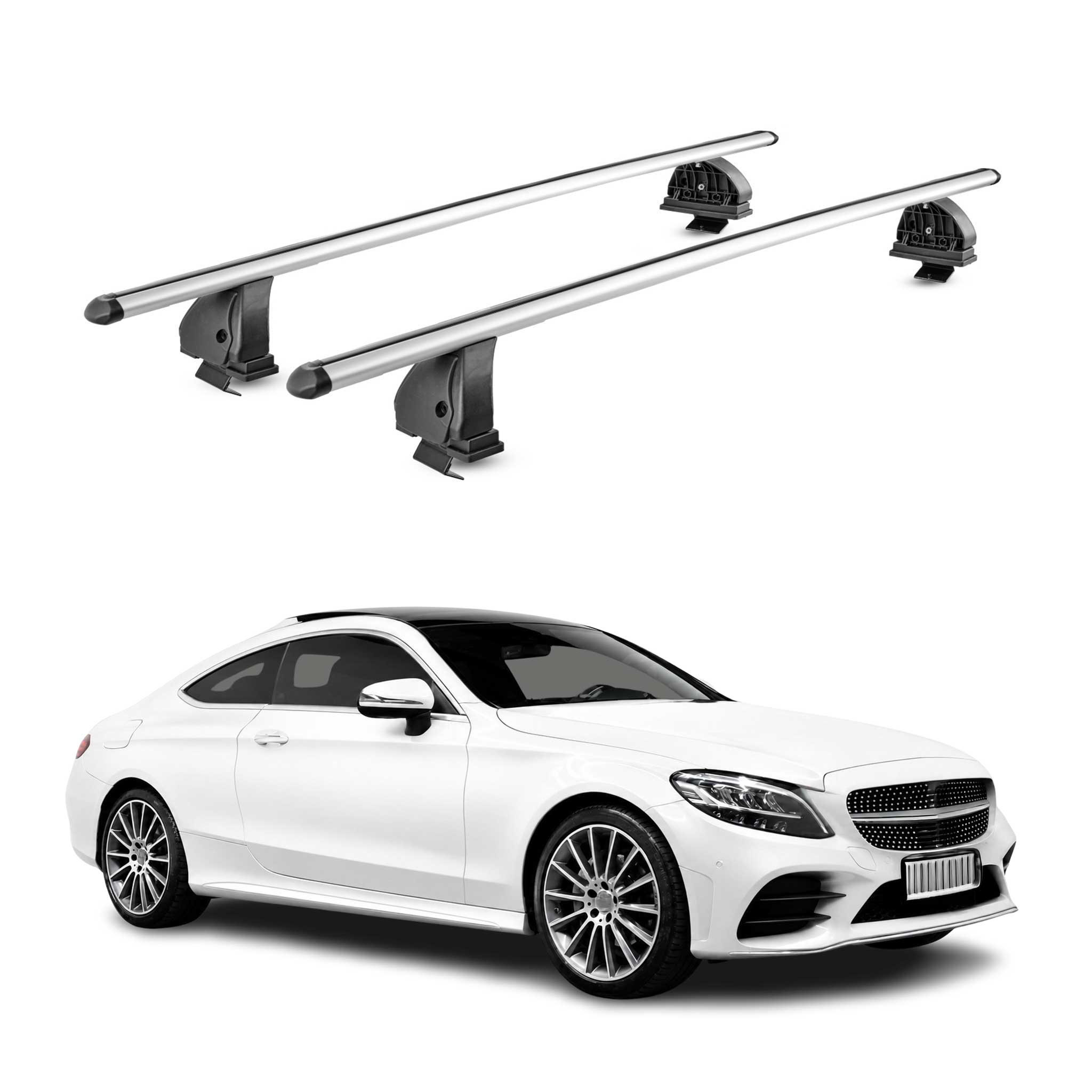 Barres de toit transversales Alu pour Mercedes Classe C C205 Coupe 2015-2023