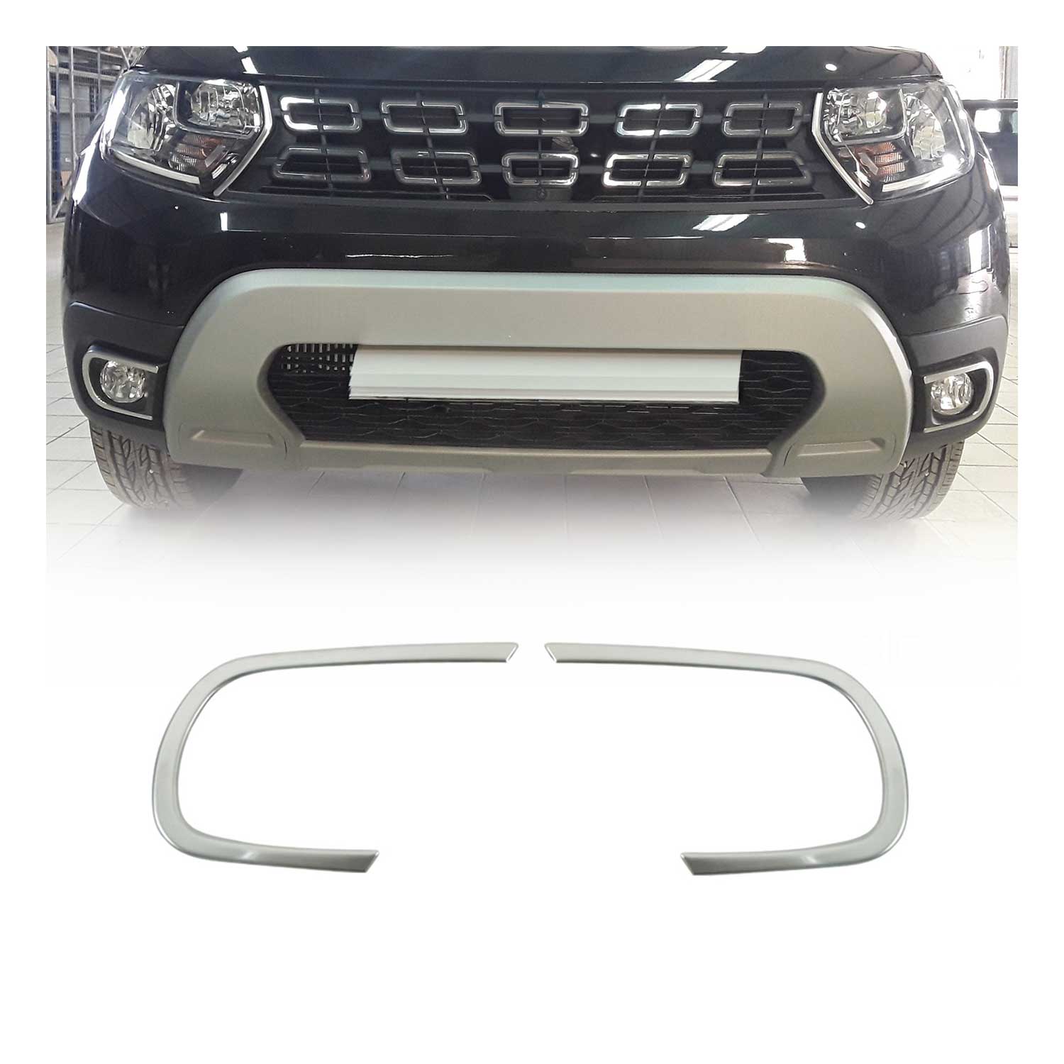 Cadres phares antibrouillard pour Dacia Duster II 2018-2021 acier inox