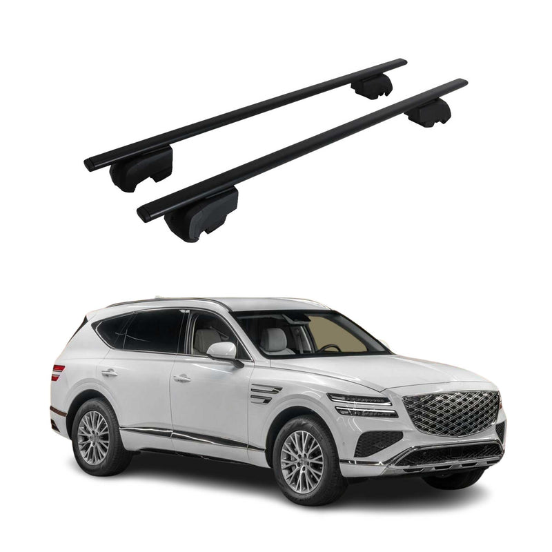 Barres de toit Transversales pour Genesis GV80 2020-2023 Fer Noir ABE