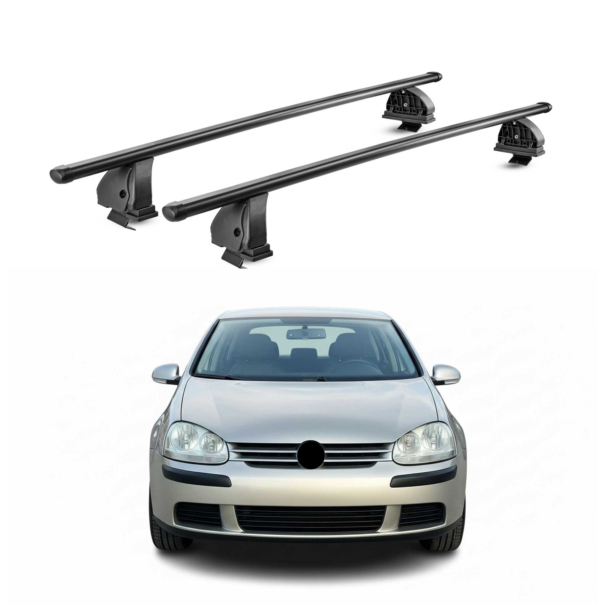 Barres de toit acier pour VW Golf mk5 / Golf mk5 Plus 2004-09 5Portes Noir 2Pcs