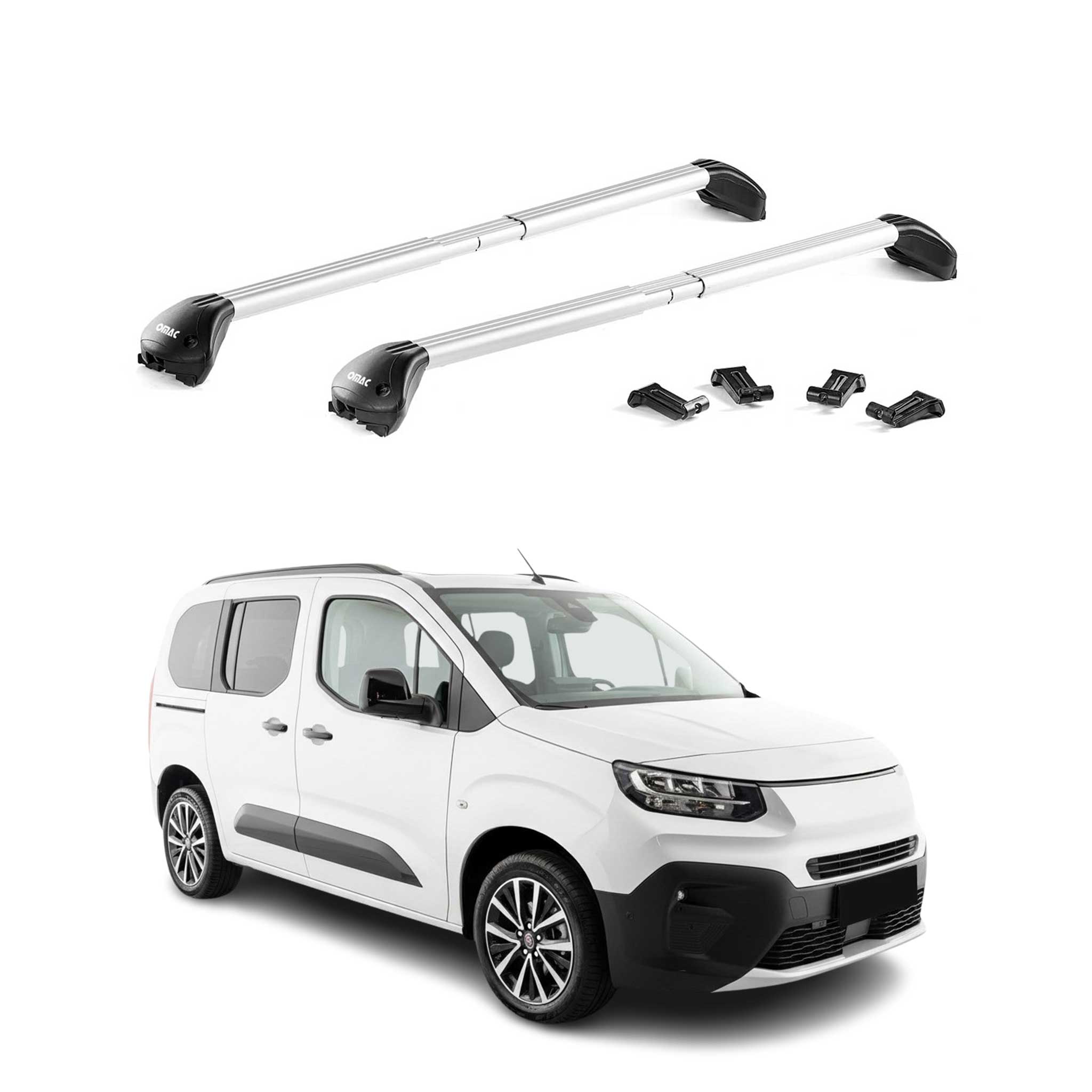 Barres de toit transversales pour Fiat Doblo 2024-2026 5Portes Alu Gris 2x ABE