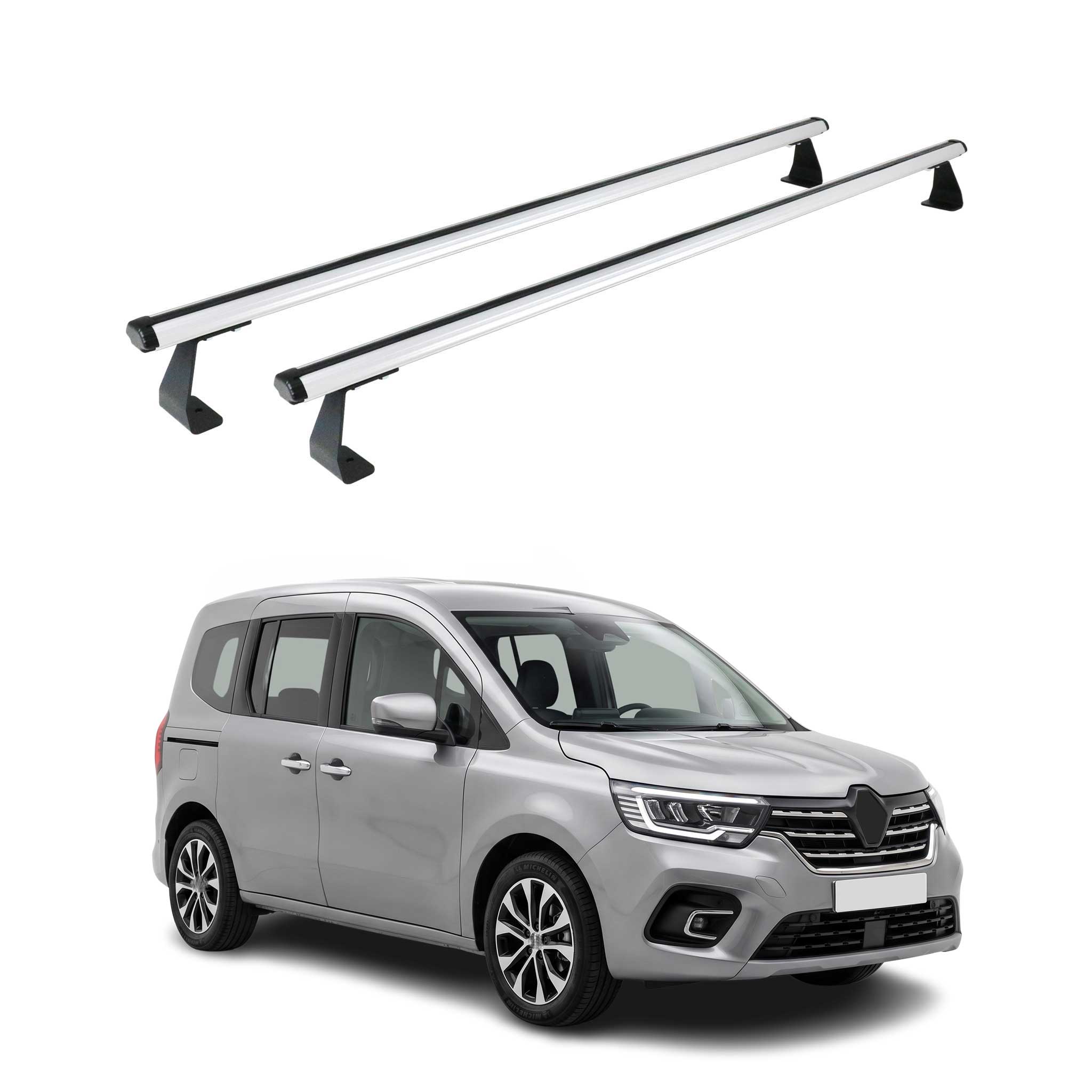 Barres de toit transversales pour Renault Kangoo III 2021-2026 Aluminium Gris 2x