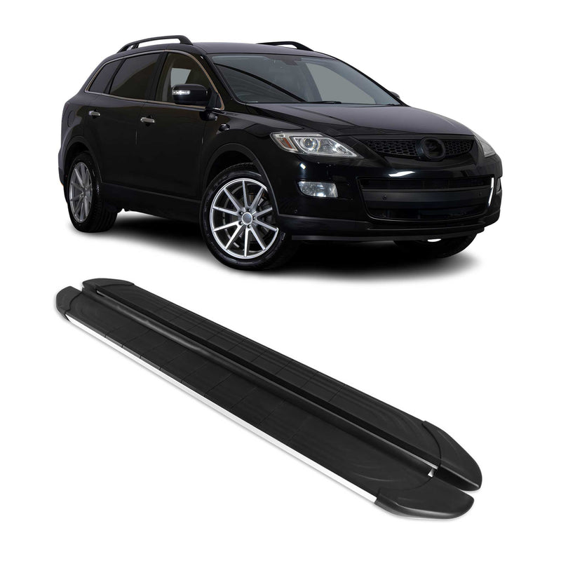 Marchepieds Latéraux pédale pour Mazda CX-9 2010-2015 Aluminium Gris Noir 2Pcs