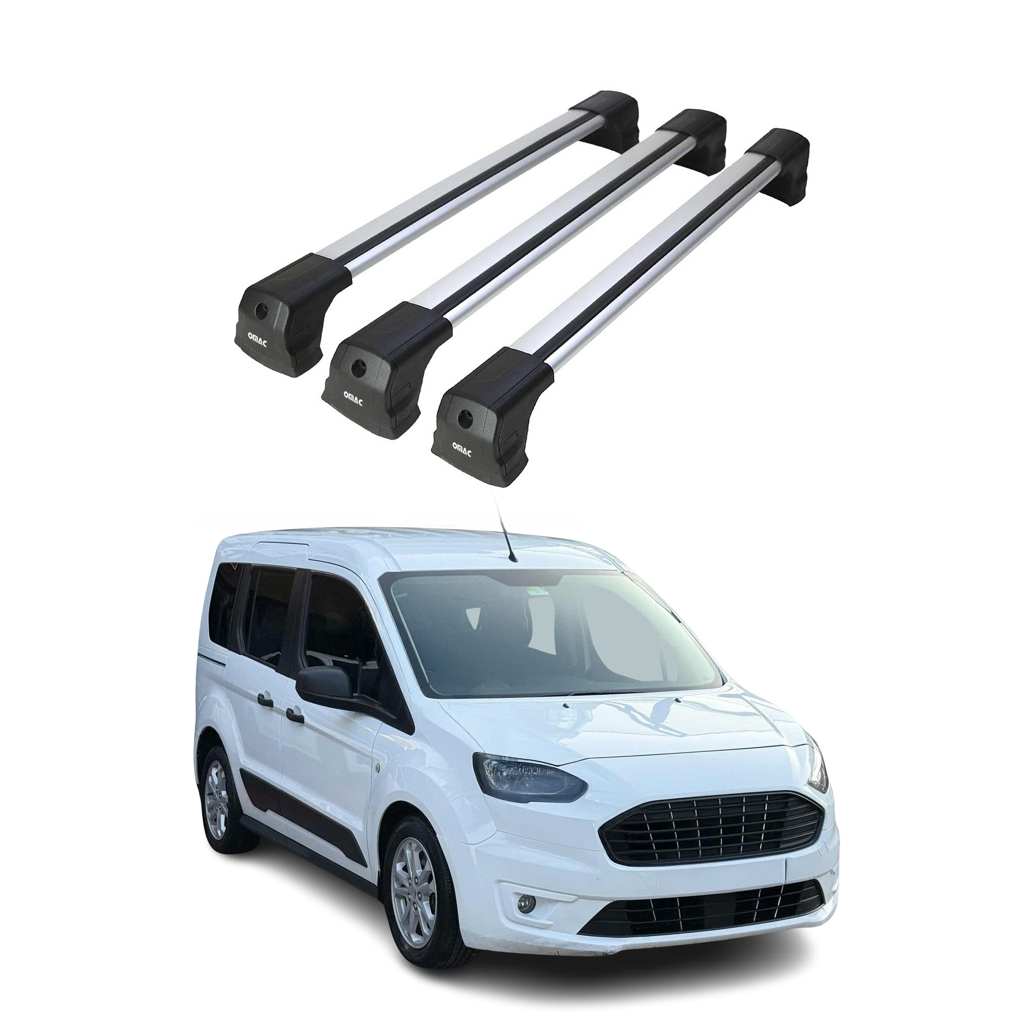 Barres De Toit Transversales pour VW Caddy 2020-2026 Aluminium Gris 3 Pcs