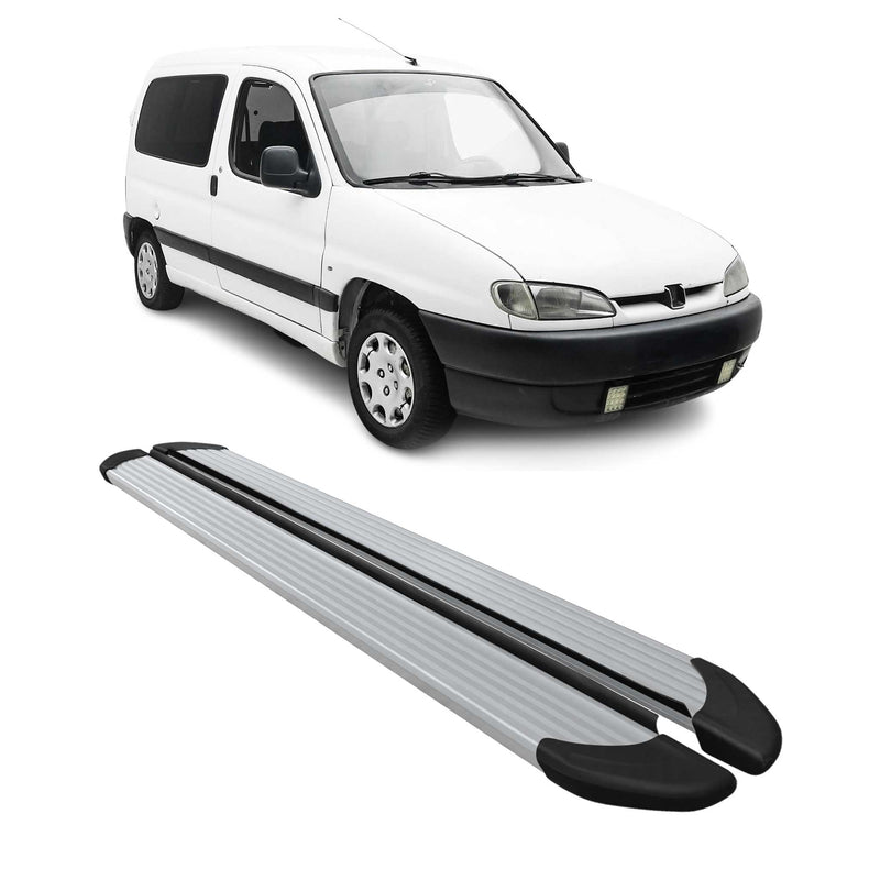 Marchepieds Latéraux pour Peugeot Partner 1996-2008 Aluminium Argent 2Pcs