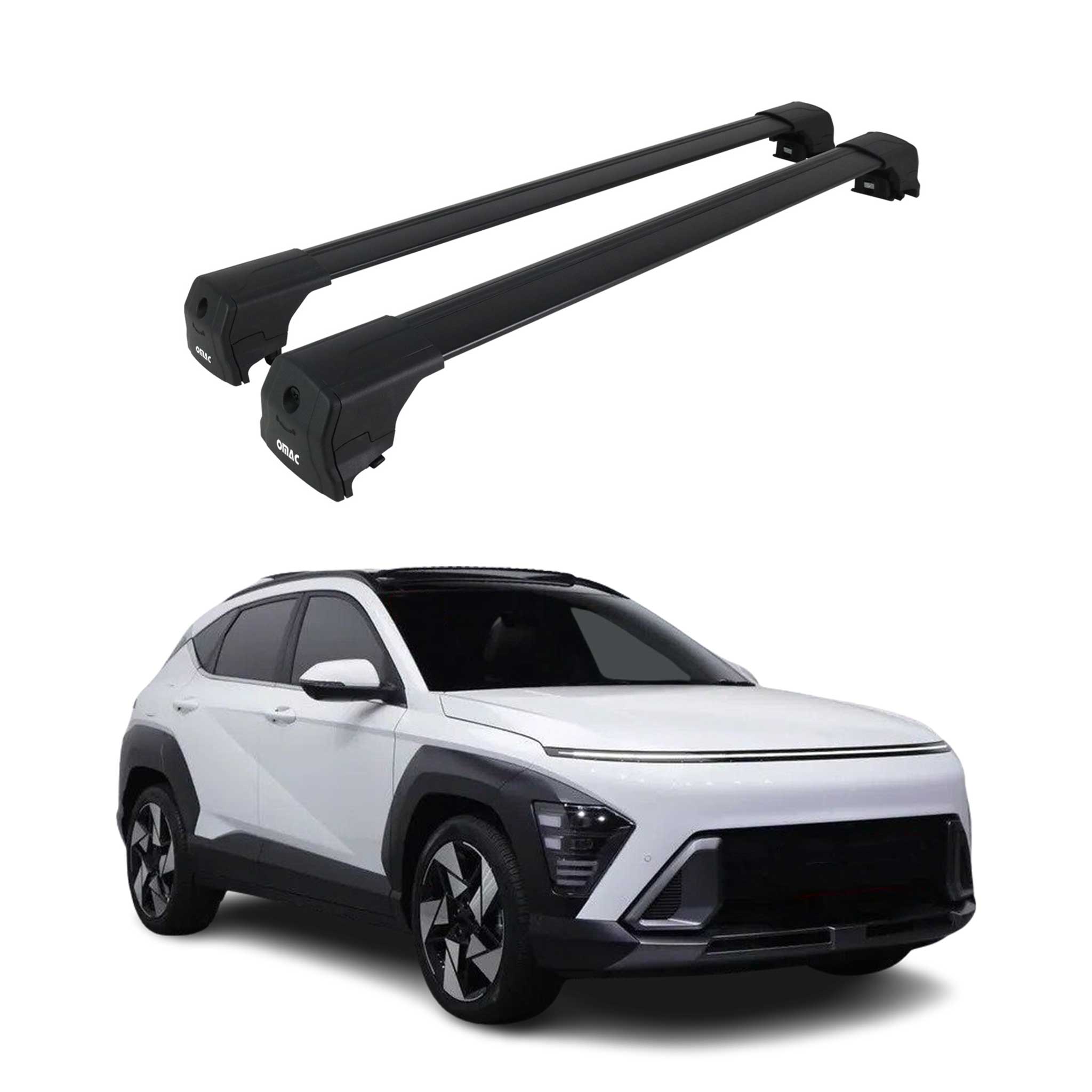 Barres De Toit Transversales pour Hyundai Kona 2 2024-2026 ABE Noir Alu 2x