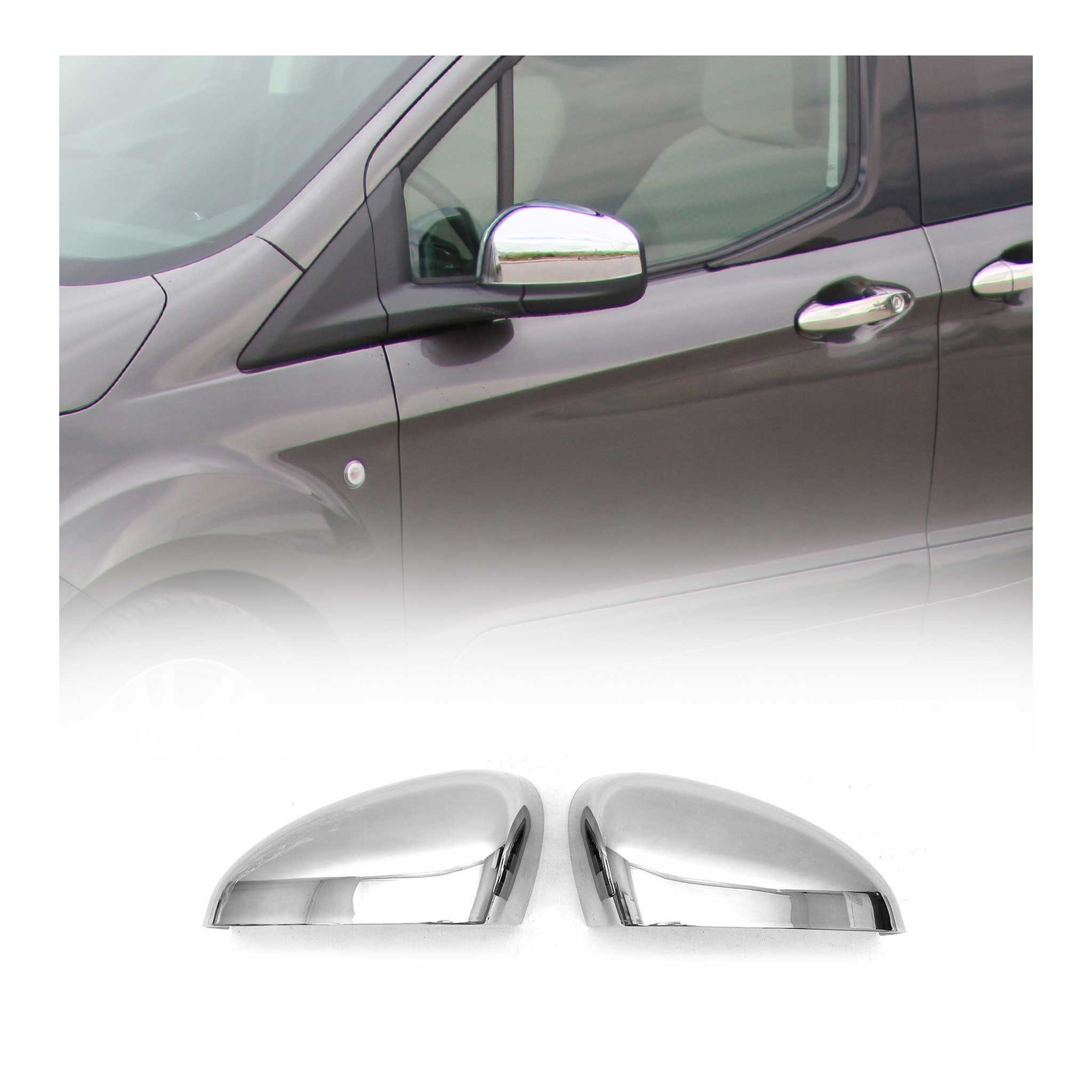 2014-2018 Ford Transit/Tourneo Courier PRE-FL Coques de Rétroviseurs ABS Argent