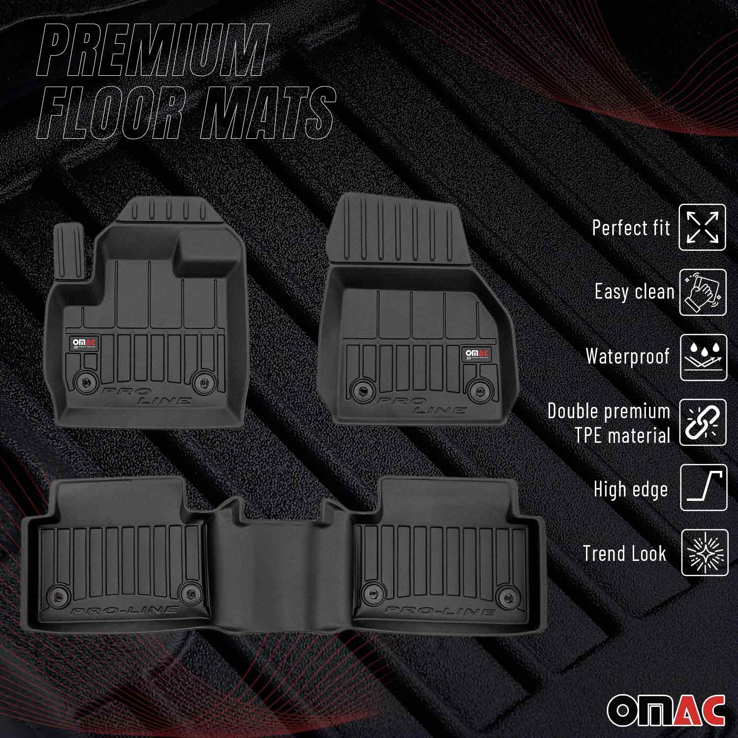 OMAC Tapis de sol en caoutchouc pour Jaguar E-Pace 2018-2024 Noir Premium