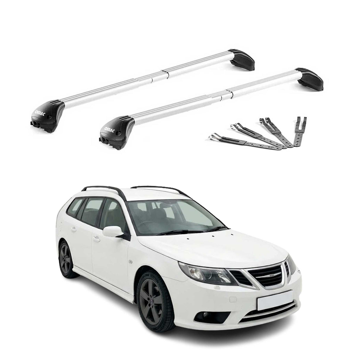 Barres de toit pour Saab 9-3X 2009-2013 Gris Argenté Aluminium 2x ABE