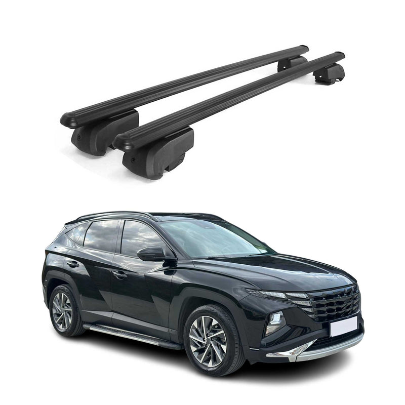 Barres de toit Transversales pour Hyundai Tucson 2020-2025 Alu Noir 2Pcs ABE